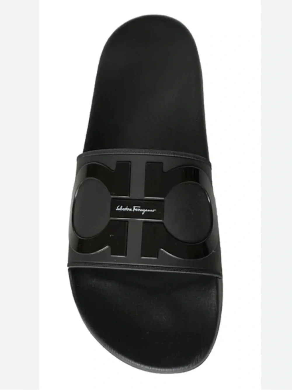Salvatore Ferragamo Black Logo Slide Sandal